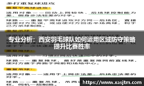 专业分析：西安羽毛球队如何运用区域防守策略提升比赛胜率