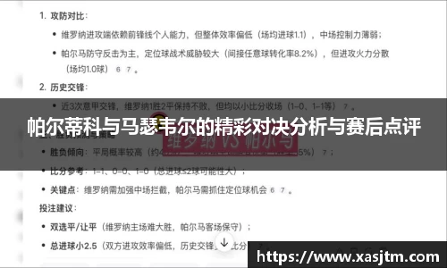 帕尔蒂科与马瑟韦尔的精彩对决分析与赛后点评